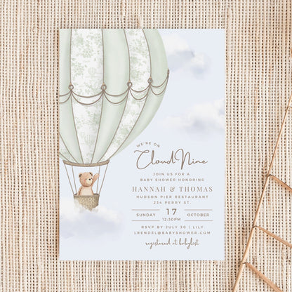 Sage Green Hot Air Balloon Baby Shower Collection - House of Paper Blooms
