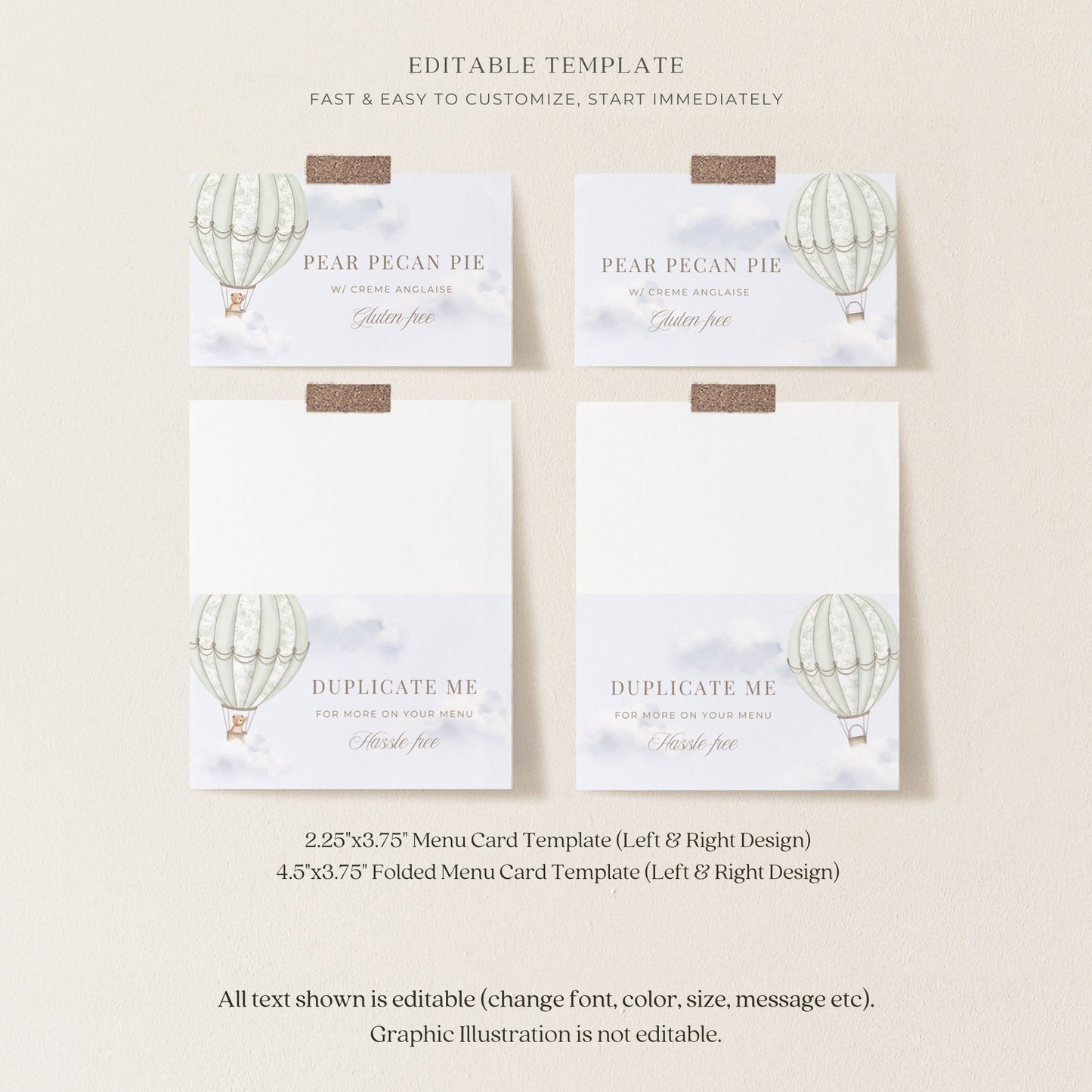 Sage Green Hot Air Balloon Baby Shower Collection - House of Paper Blooms
