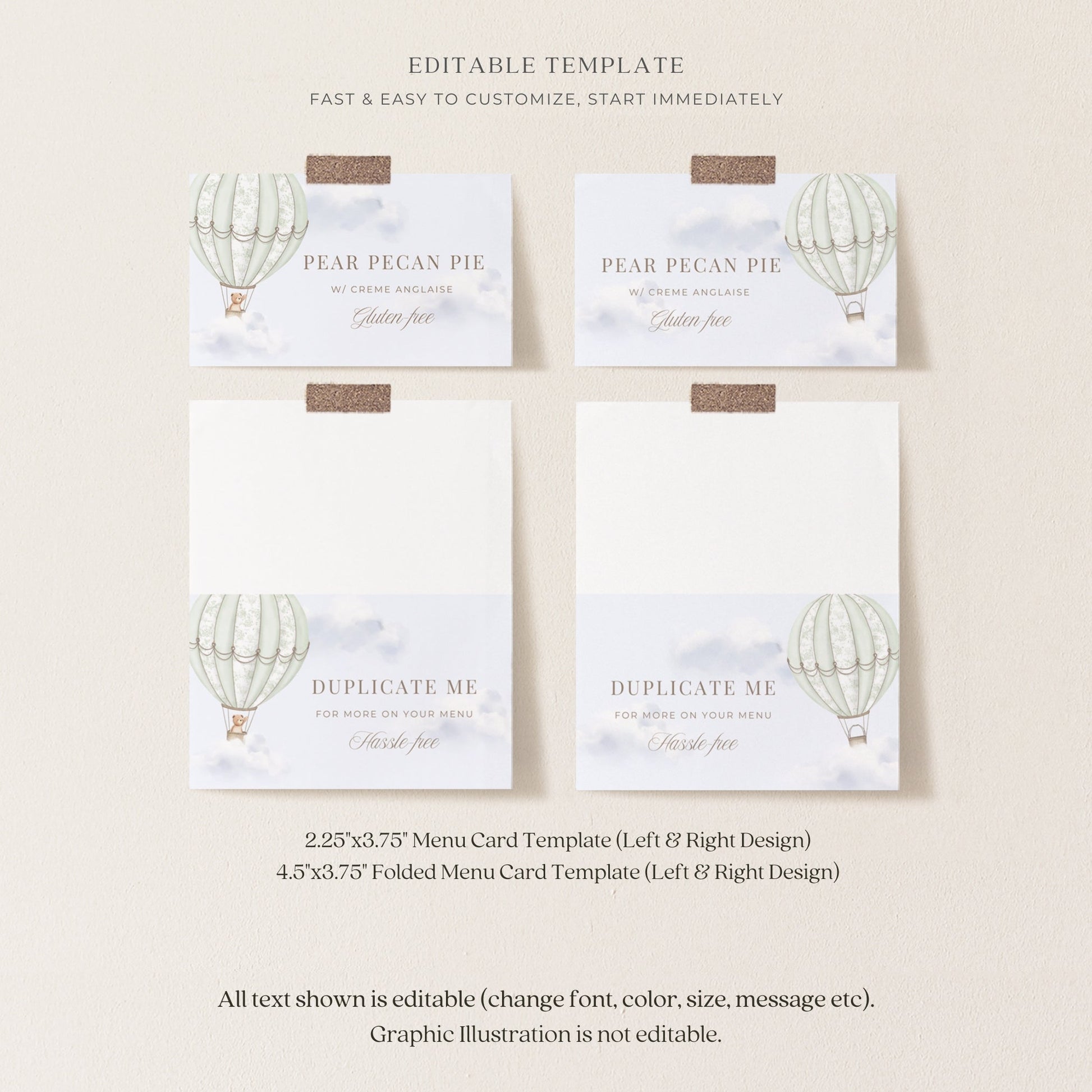 Sage Green Hot Air Balloon Baby Shower Collection - House of Paper Blooms