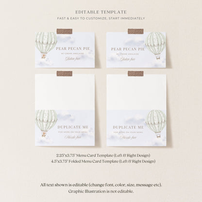 Sage Green Hot Air Balloon Baby Shower Collection - House of Paper Blooms