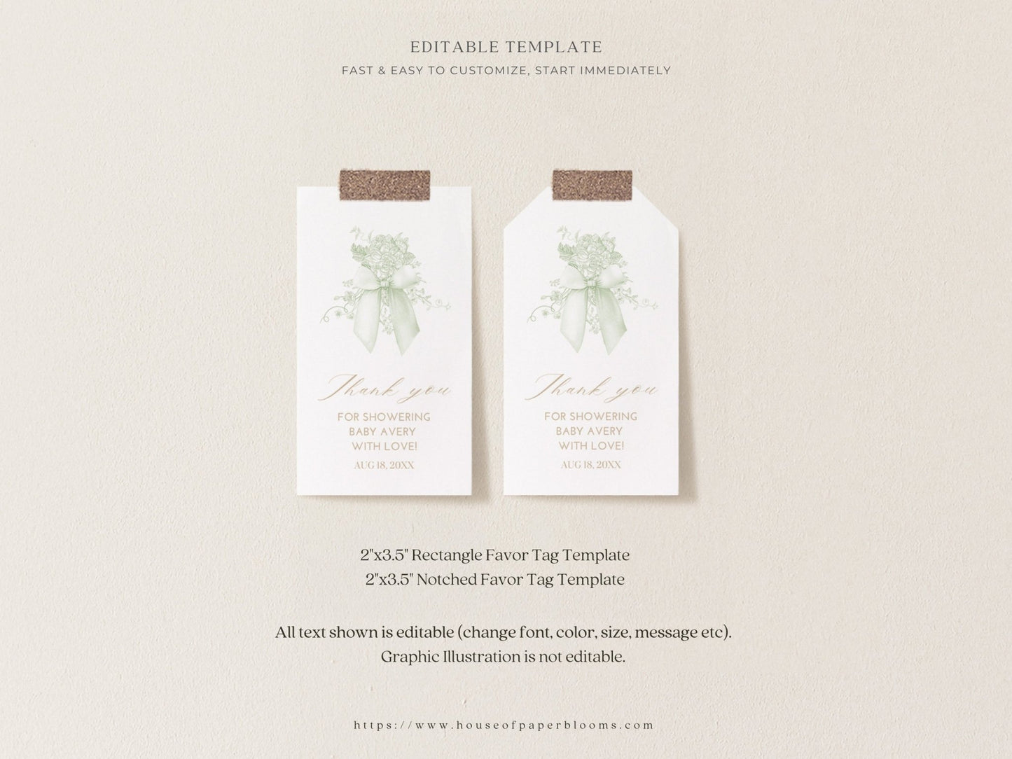 Sage Green Safari Toile Baby Shower Collection - House of Paper Blooms