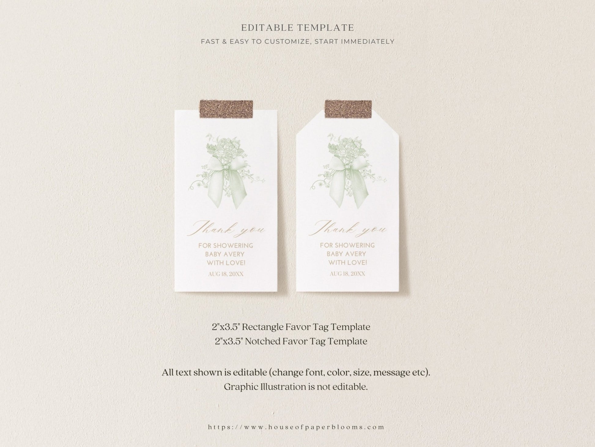Sage Green Safari Toile Baby Shower Collection - House of Paper Blooms