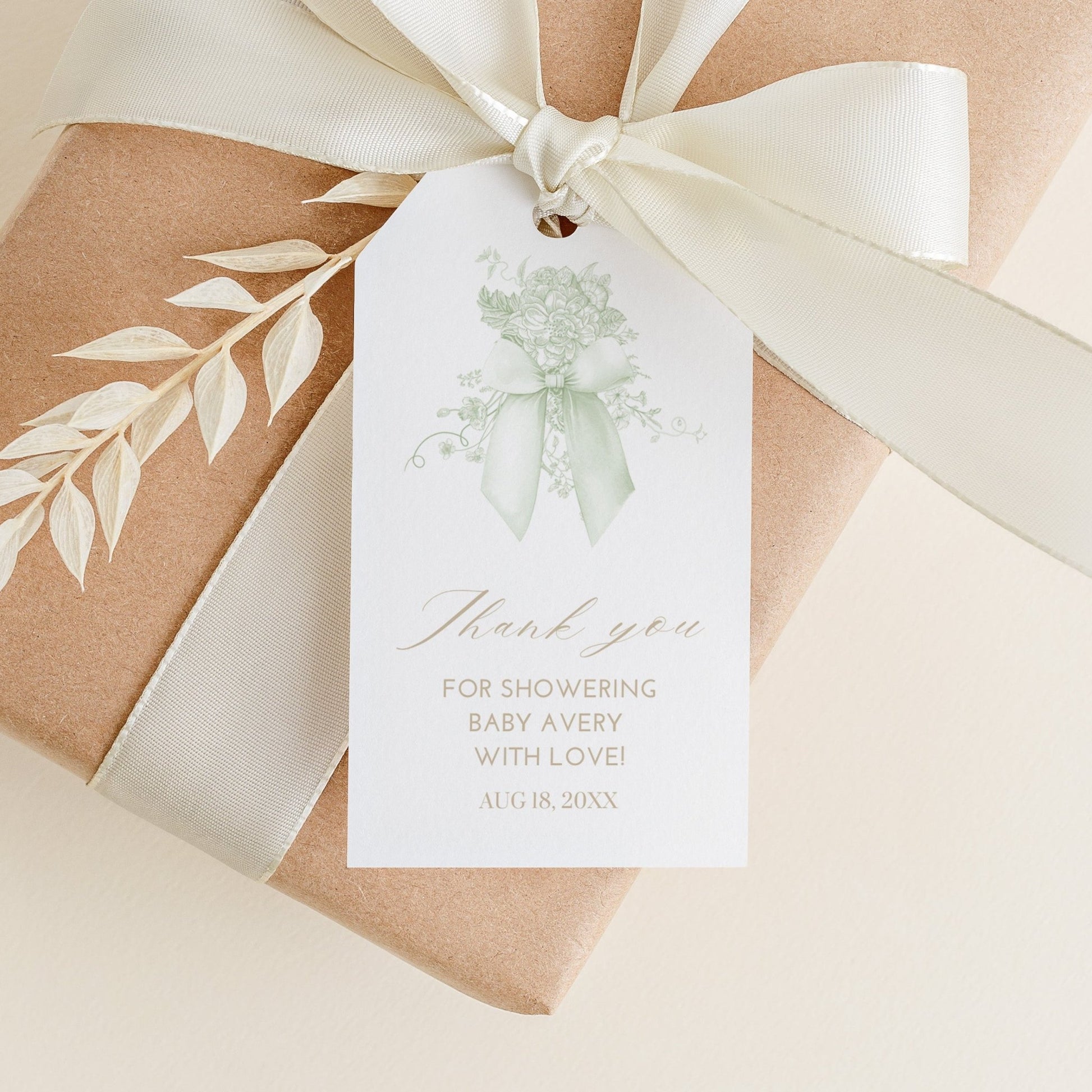 Sage Green Safari Toile Baby Shower Collection - House of Paper Blooms