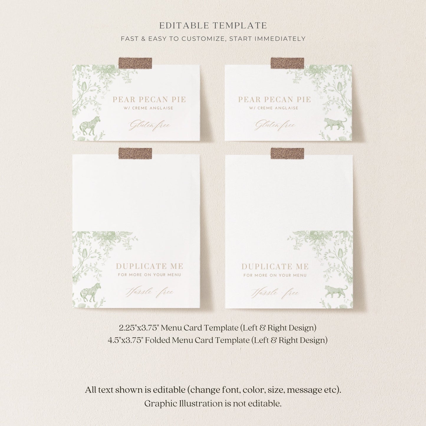 Sage Green Safari Toile Baby Shower Collection - House of Paper Blooms