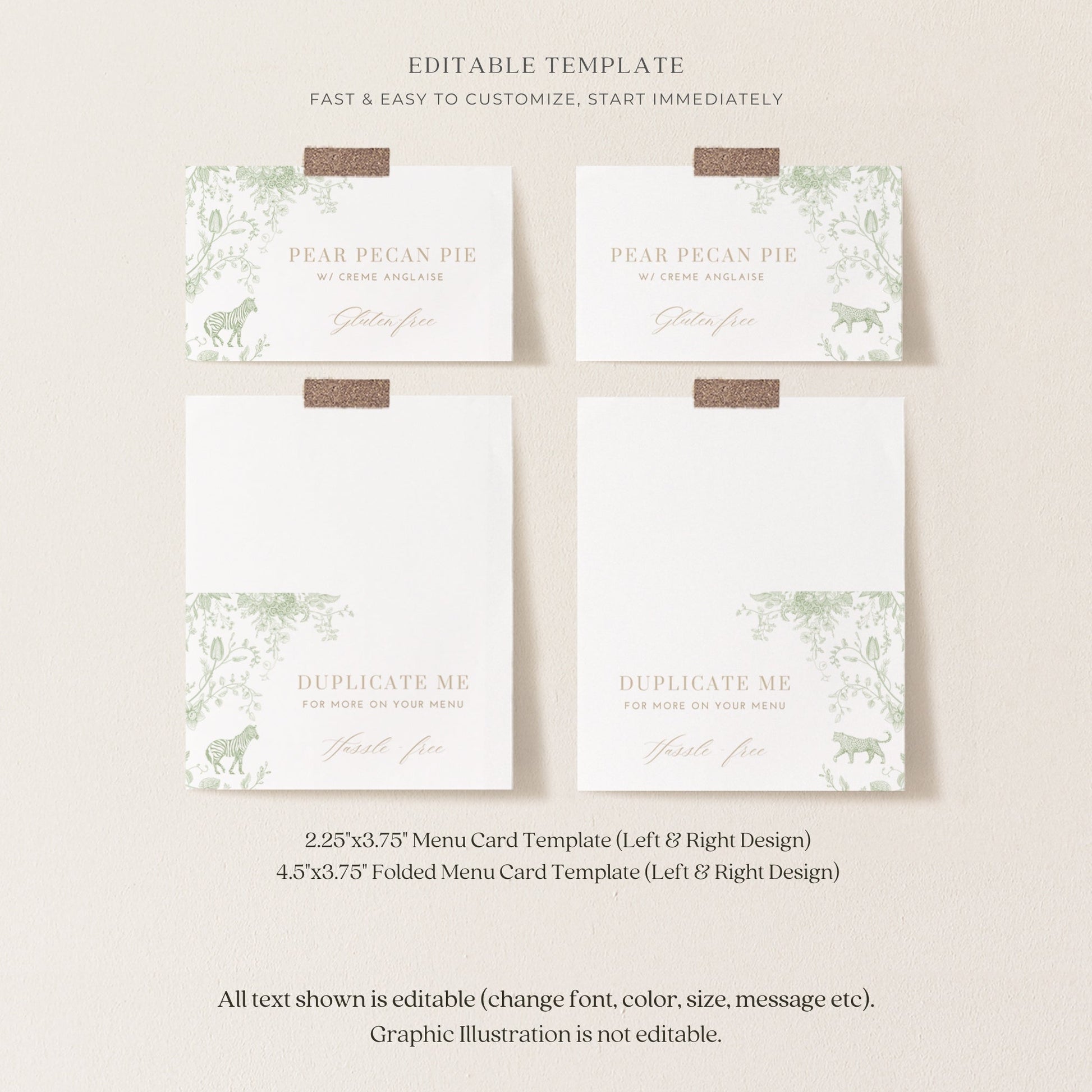 Sage Green Safari Toile Baby Shower Collection - House of Paper Blooms