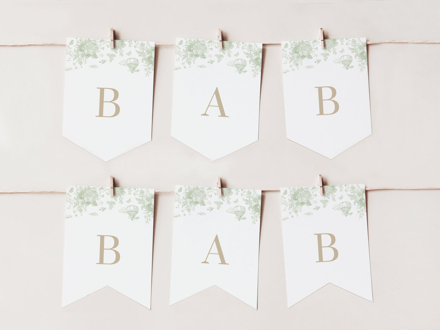 Sage Green Safari Toile Baby Shower Collection - House of Paper Blooms