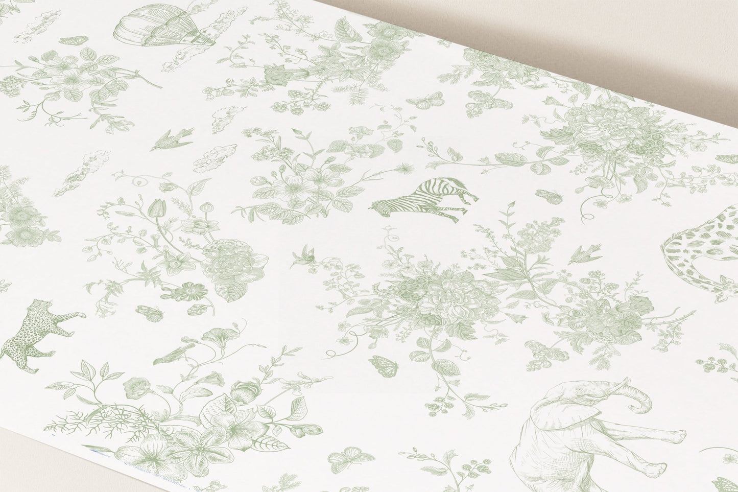 Sage Green Safari Toile Printable Backdrop - House of Paper Blooms