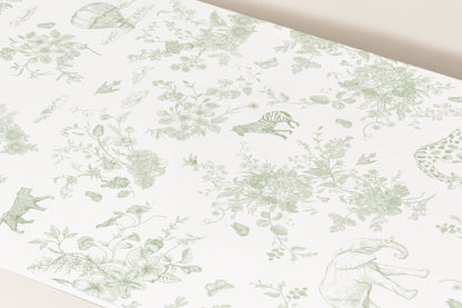 Sage Green Safari Toile Printable Backdrop - House of Paper Blooms